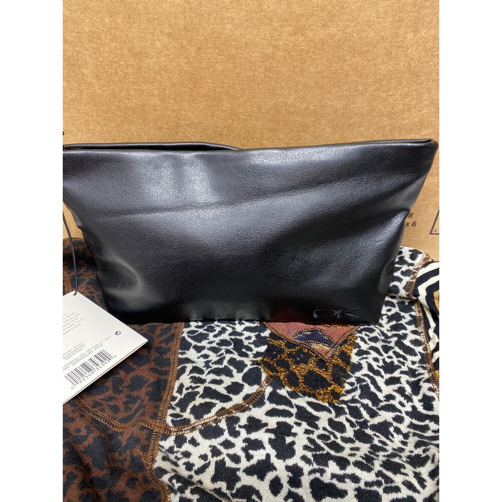 NWT DK Donna Karin Black Travel Makeup Clutch Bag Wallet Top Zipper